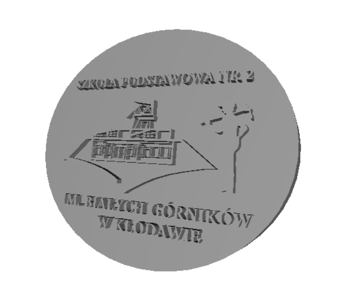 Zaprojektowany medal ze logo szkoły